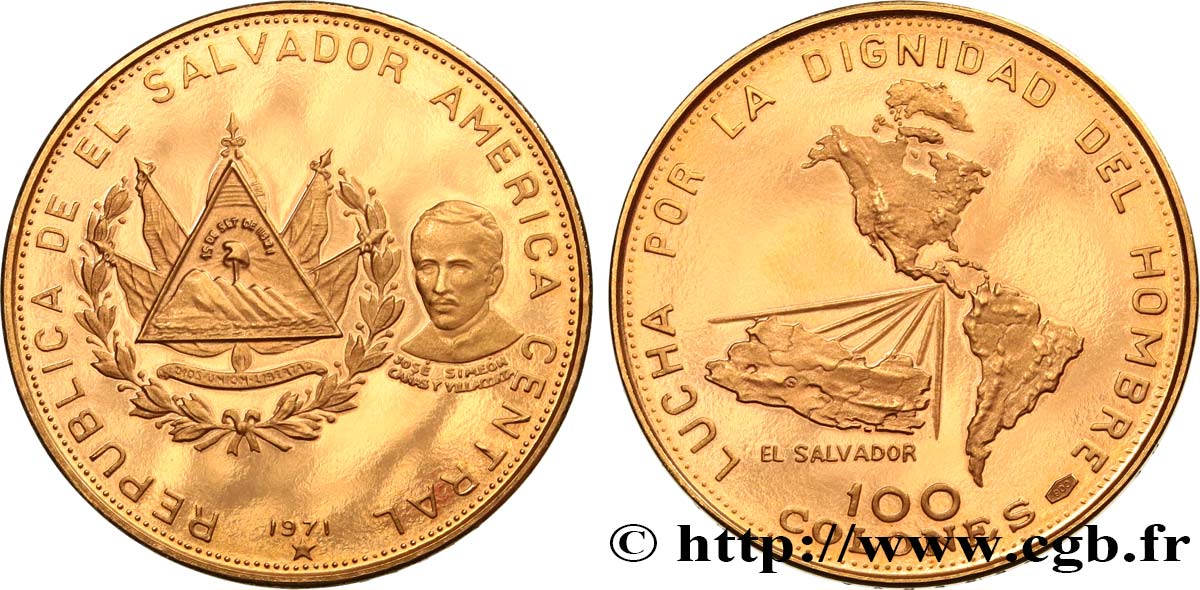 RÉPUBLIQUE DU SALVADOR 100 Colones 150e anniversaire de l’indépendance 1971 San Salvador SPL