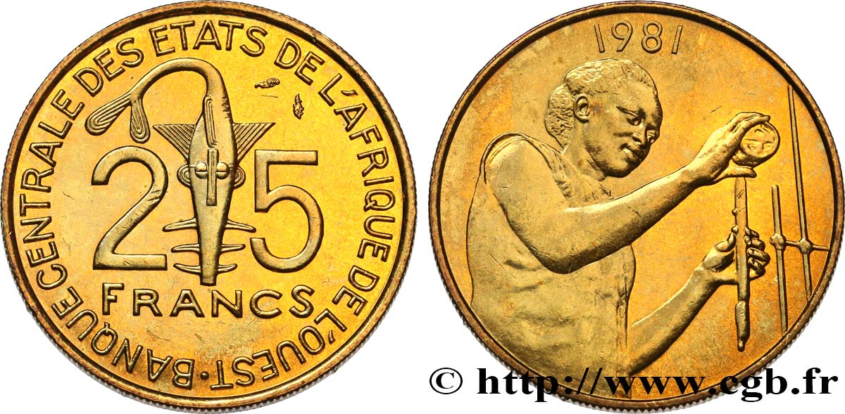 WEST AFRICAN STATES (BCEAO) 25 Francs BCEAO 1981 Paris MS 