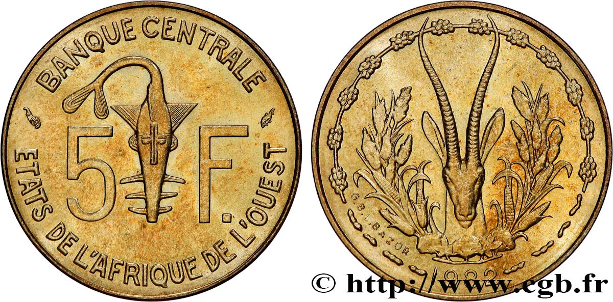 WEST AFRICAN STATES (BCEAO) 5 Francs BCEAO 1982 Paris MS