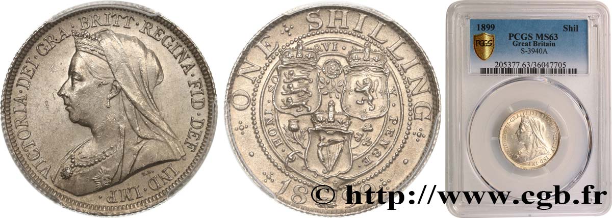 GREAT BRITAIN - VICTORIA 1 Shilling “Old Head” 1899  MS63 PCGS