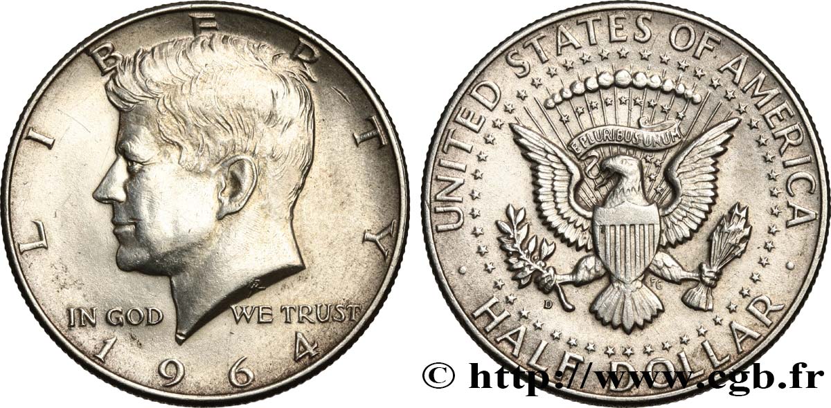 ÉTATS-UNIS D AMÉRIQUE 1/2 Dollar Kennedy 1964 Philadelphie SUP