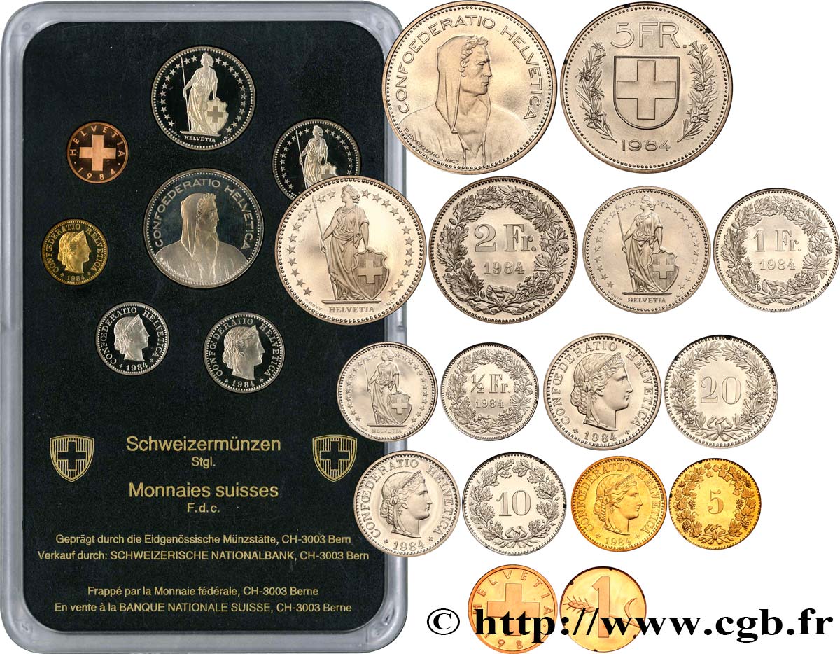 SWITZERLAND Série FDC 8 Monnaies 1984  MS 