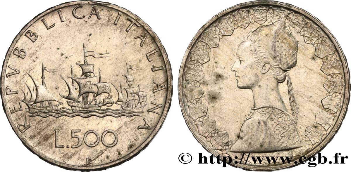 ITALIE 500 Lire “caravelles” 1961 Rome TTB+