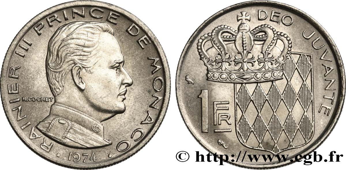 MONACO 1 Franc Rainier III 1974 Paris SUP