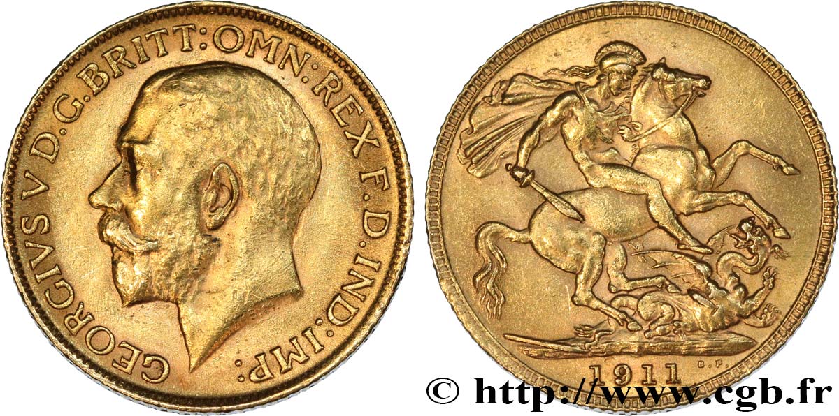 ORO, PALADIO Y PLATINO INVERSIÓN 1 Souverain Georges V 1911 Londres MBC+