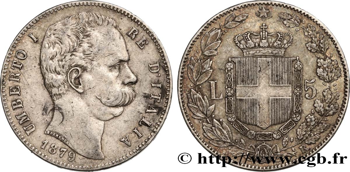 ITALIE 5 Lire Humbert Ier 1879 Rome TB+