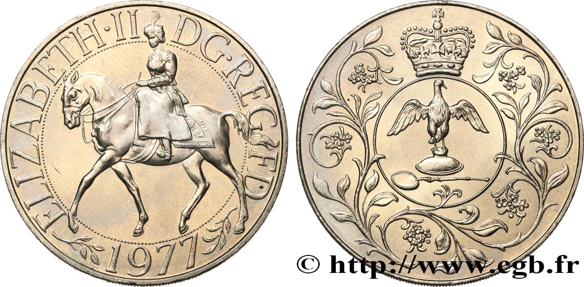 ROYAUME-UNI 25 New Pence jubilé d’argent d’Elisabeth II 1977 SUP+