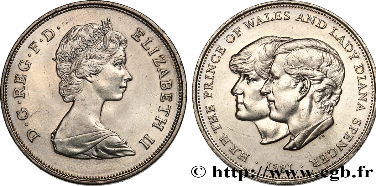 UNITED KINGDOM 25 New Pence (1 Crown) mariage du Prince de Galles et de Lady Diana Spencer 1981 AU