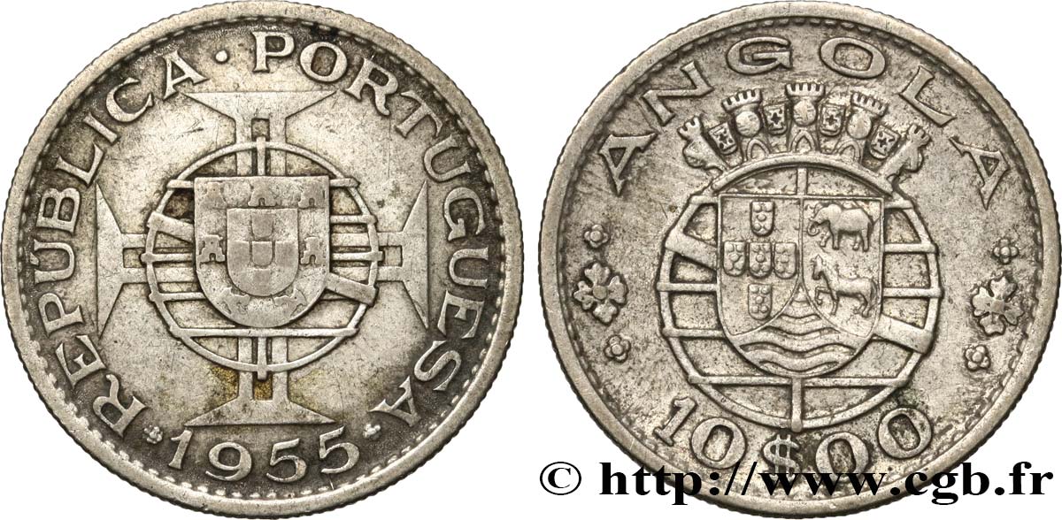 ANGOLA 10 Escudos 1955  TTB