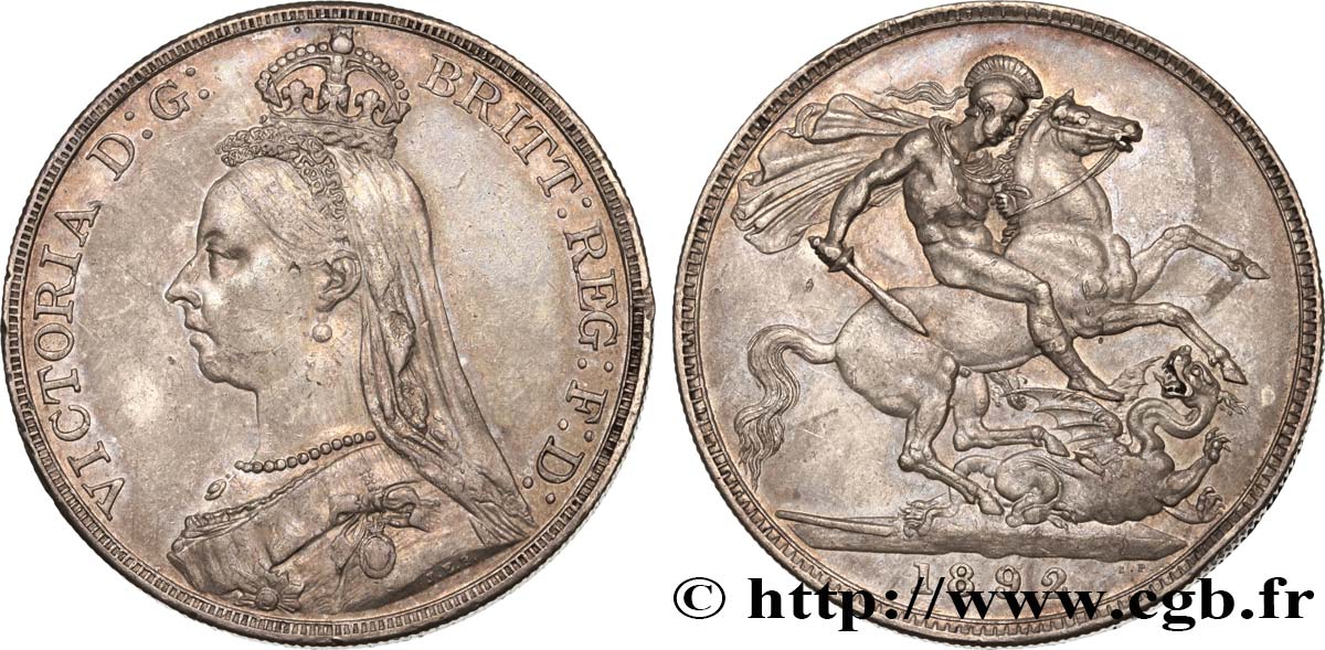 GROßBRITANNIEN - VICTORIA 1 Crown buste du jubilé 1892  fVZ 