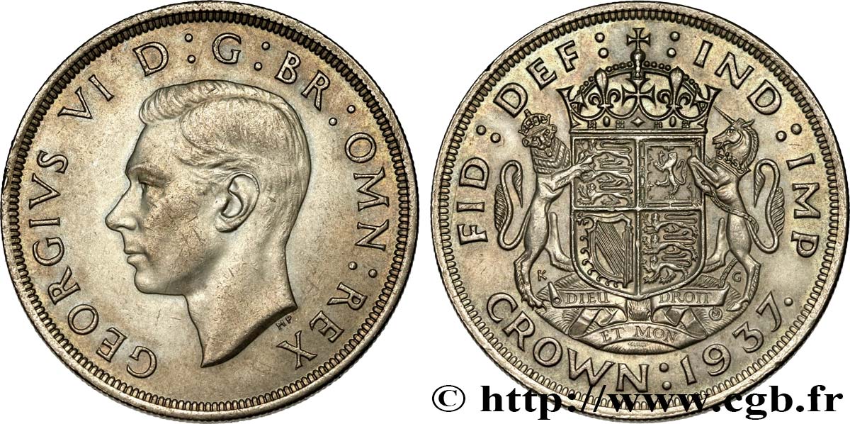 ROYAUME-UNI 1 Crown Georges VI 1937  TTB+ 