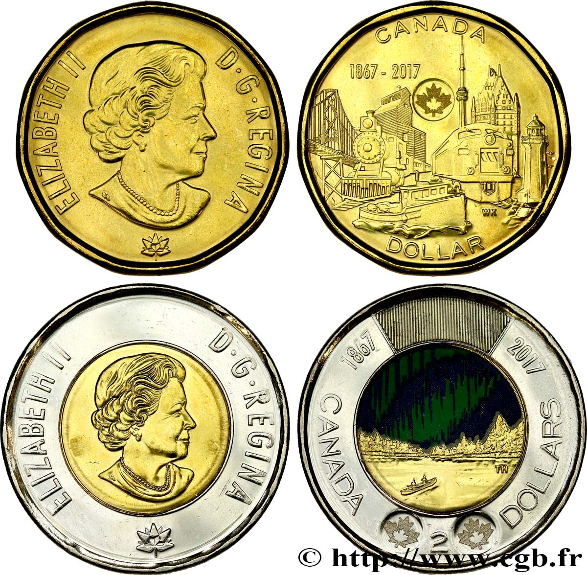 CANADA Lot de 2 monnaies de 1 & 2 dollars 150 ans du Canada 2017  MS 