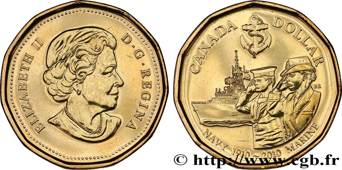 CANADA 1 Dollar centenaire de la Marine Canadienne 2010  MS/AU 