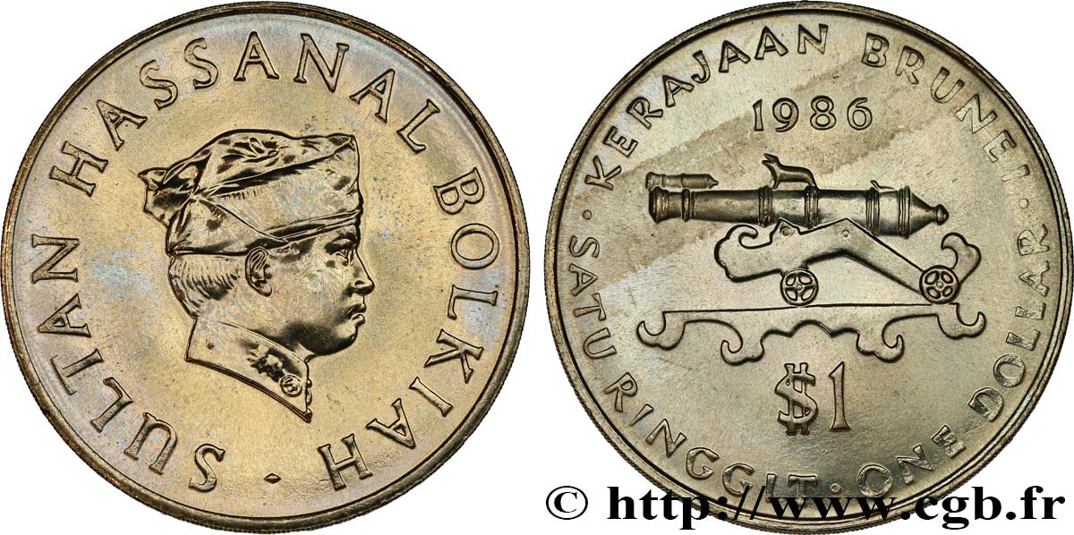 BRUNEI 1 Dollar Sultan Hassanal Bolkiah 1986  MS 