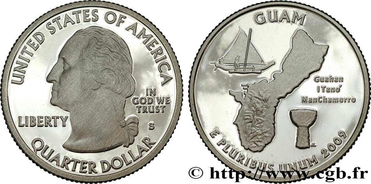 ÉTATS-UNIS D AMÉRIQUE 1/4 Dollar Guam - Silver Proof 2009 San Francisco SPL 