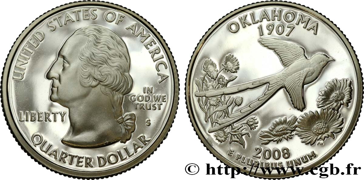 ÉTATS-UNIS D AMÉRIQUE 1/4 Dollar Oklahoma - Silver Proof 2008 San Francisco SPL 
