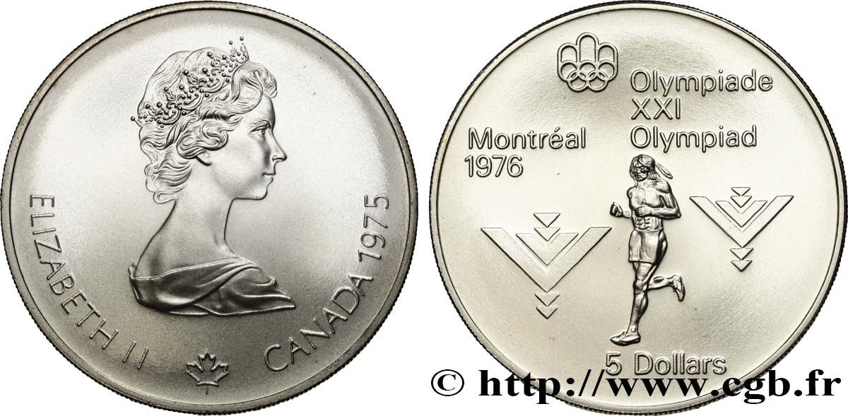 CANADA 5 Dollars JO Montréal 1976 marathon 1975  FDC