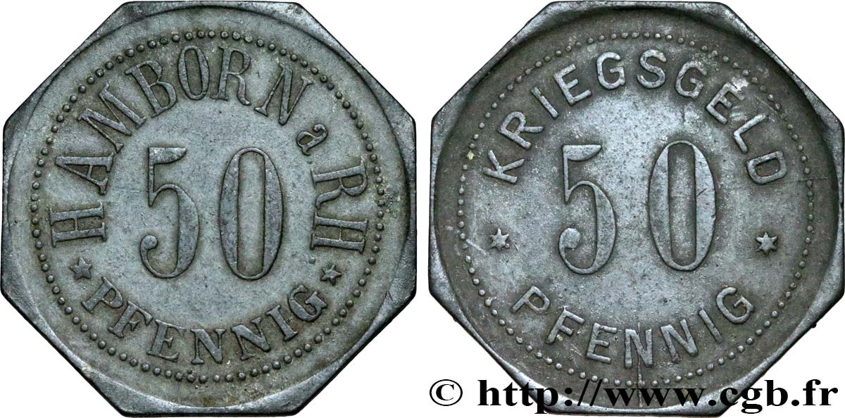 GERMANY - Notgeld 50 Pfennig ville de Hamborn n.d.  XF 