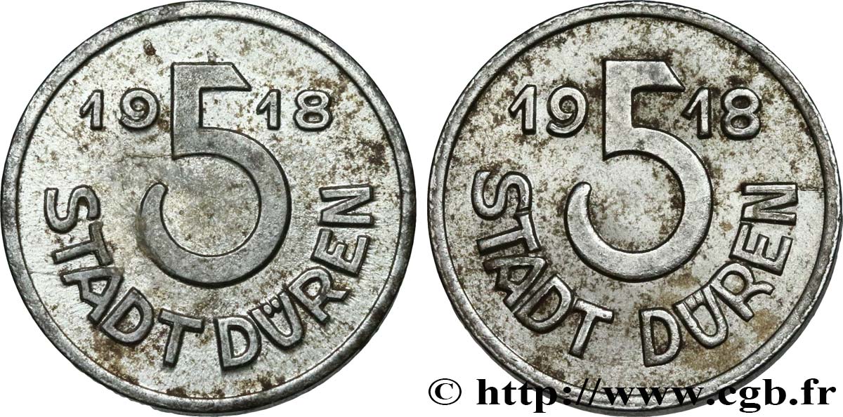 ALLEMAGNE - Notgeld 5 Pfennig ville de Düren 1918  TTB 