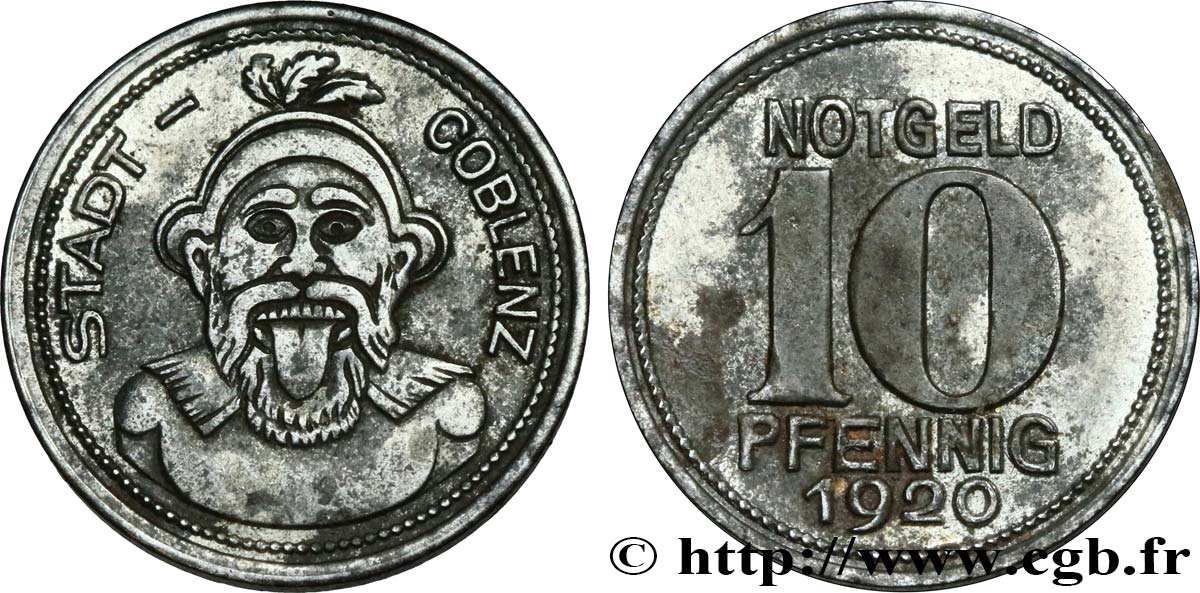 ALLEMAGNE - Notgeld 10 Pfennig Coblenz (Coblence) 1920  TTB 