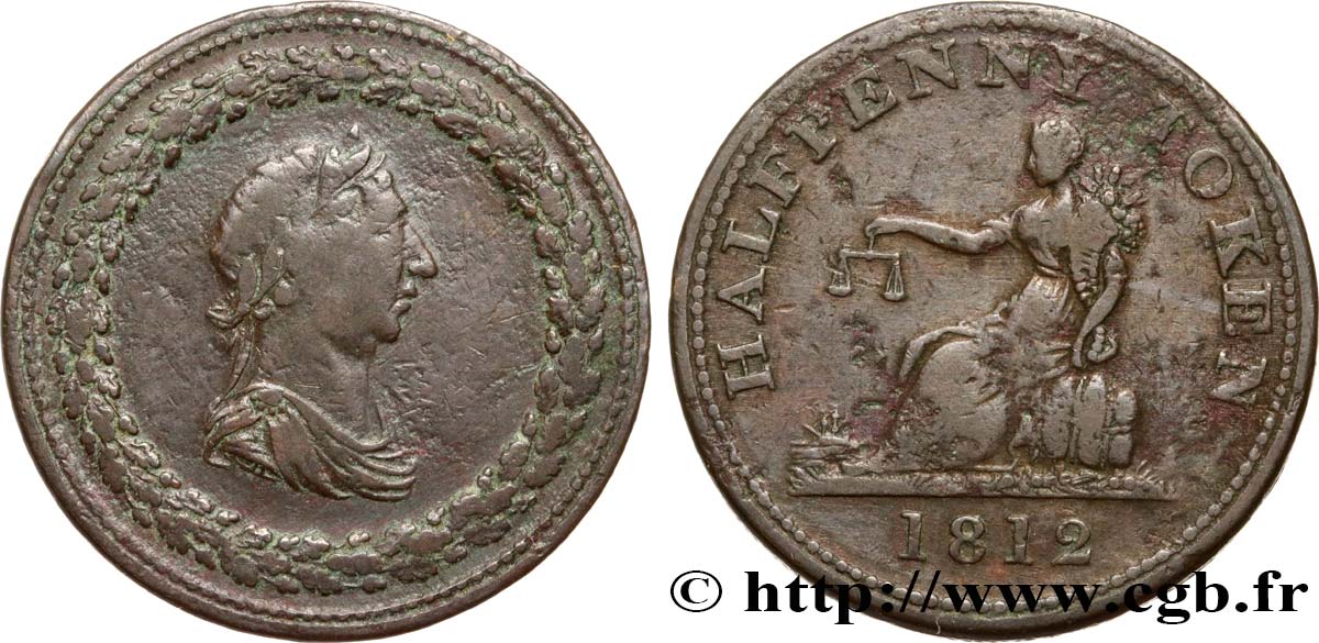CANADA 1/2 Penny (Bas-Canada) Georges III 1812  TB
