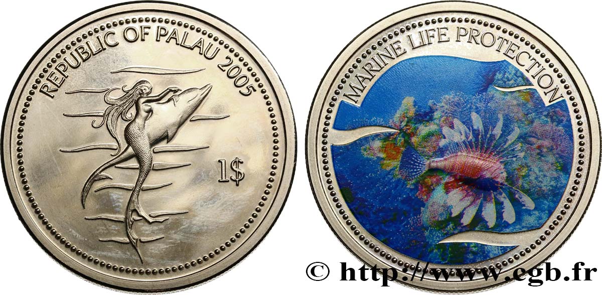 PALAU 1 Dollar Proof Protection de la vie marine 2005 SPL