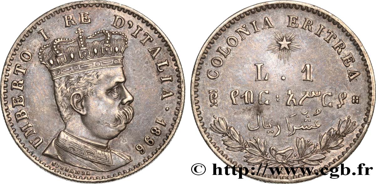 ÉRYTHRÉE - ROYAUME D ITALIE - HUMBERT Ier 1 Lire 1896 Rome TTB+ 