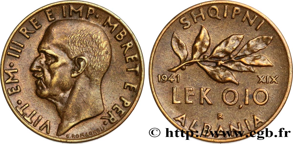 ALBANIA 0,10 Lek Victor-Emmanuel III 1941 Rome EBC+/SC 
