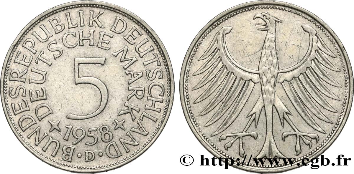 GERMANY 5 Mark aigle 1958 Munich AU 