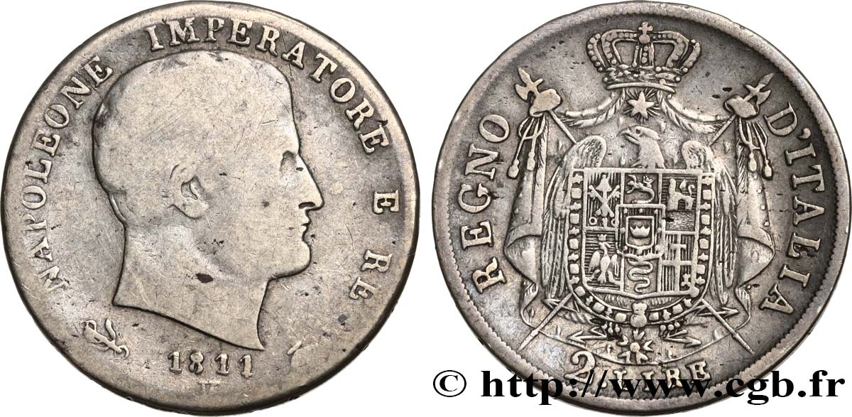 ITALIEN - Königreich Italien - NAPOLÉON I. 2 Lire 1811 Venise S/SS 