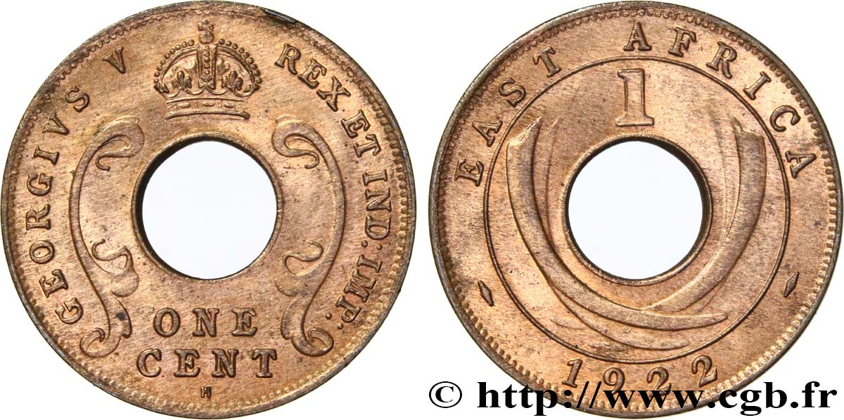 AFRICA DI L EST BRITANNICA 1 Cent (Georges V) 1922 Heaton - H MS