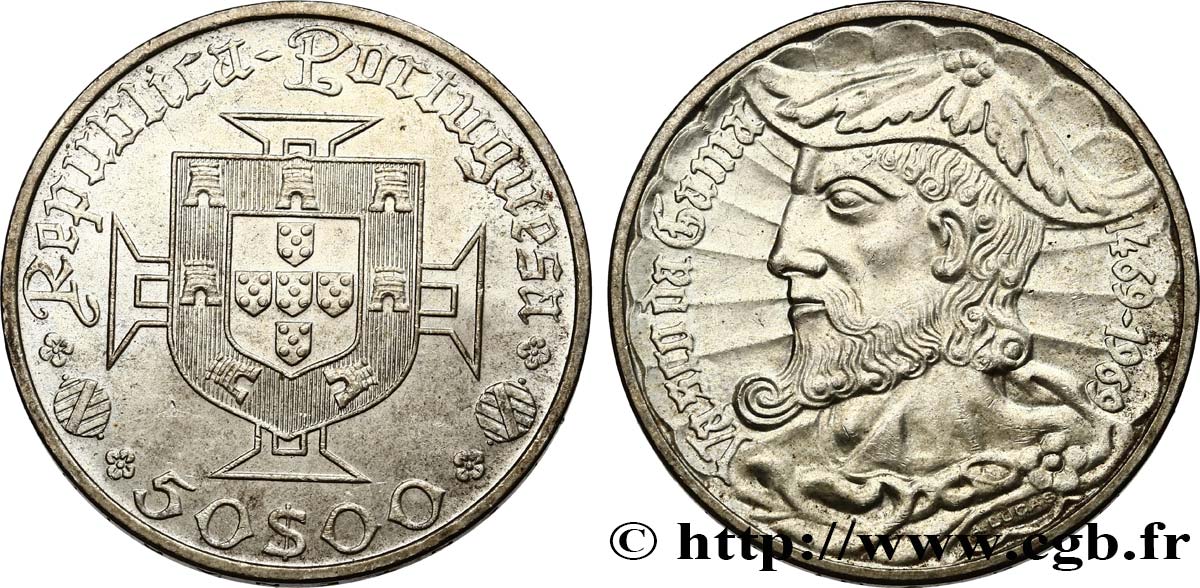 PORTUGAL 50 Escudos 500e anniversaire de la naissance de Vasco Da Gama 1969 SUP