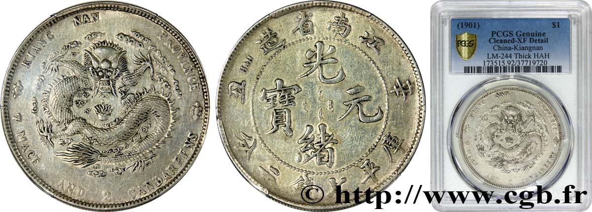 CHINA - KIANGNAN PROVINCE 1 Dollar 1901  XF PCGS