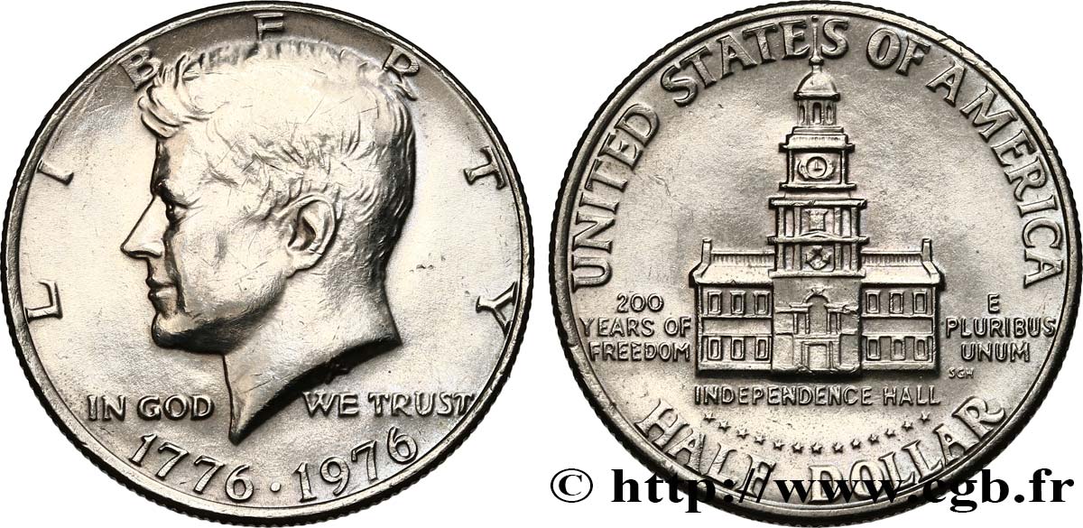 ÉTATS-UNIS D AMÉRIQUE 1/2 Dollar Independence Hall bicentennaire 1976 Philadelphie SUP