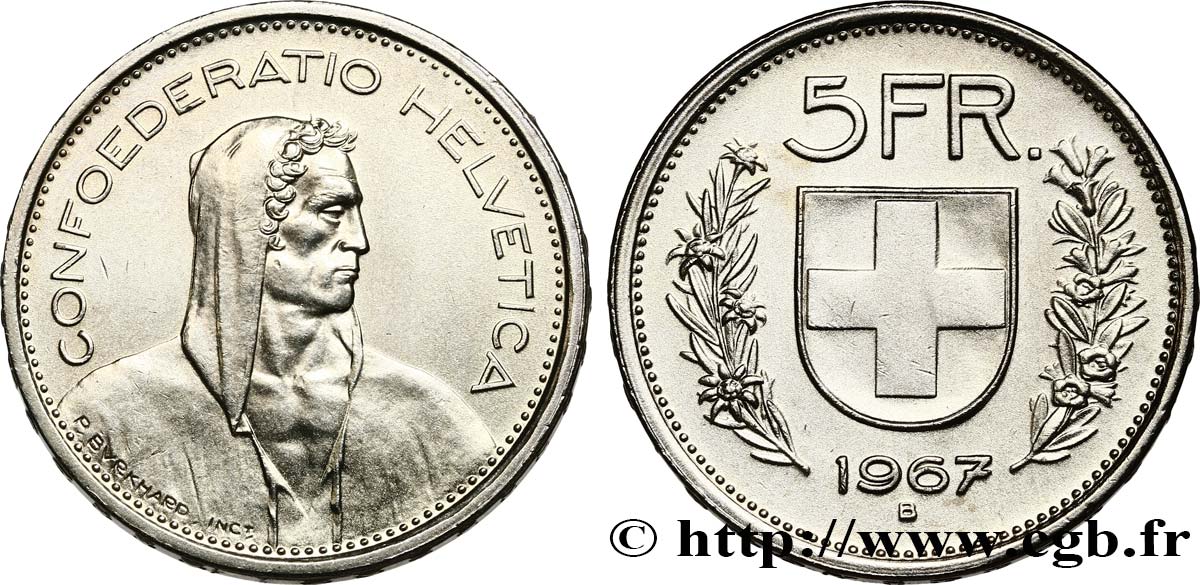 SVIZZERA  5 Francs 1967 Berne SPL 