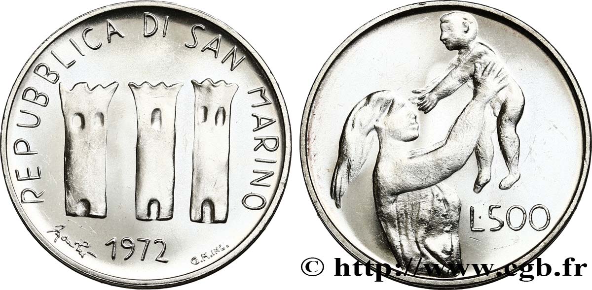 SAINT-MARIN 500 Lire 1972 Rome SPL