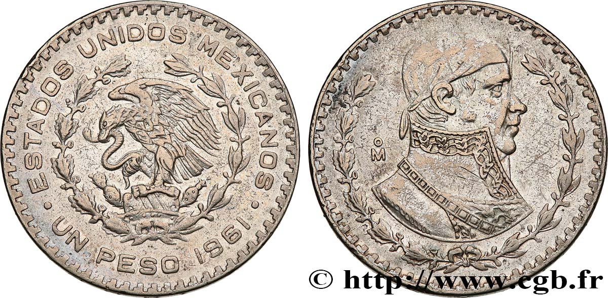MEXIKO 1 Peso Jose Morelos y Pavon / aigle 1961 Mexico fVZ