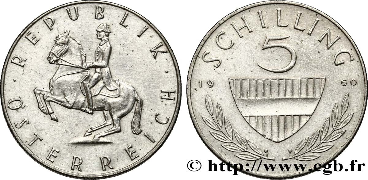 AUTRICHE 5 Schilling 1960 SUP