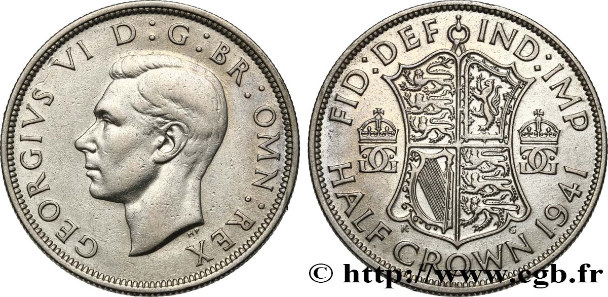 ROYAUME-UNI 1/2 Crown Georges VI 1941 TTB