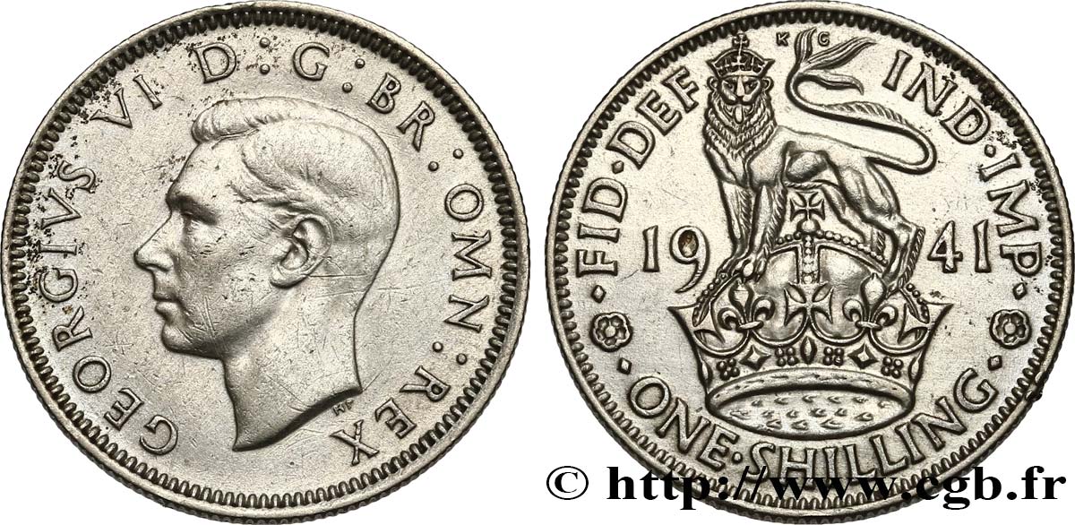 ROYAUME UNI 1 Shilling Georges VI England Reverse 1941 Fwo 536431 Monde