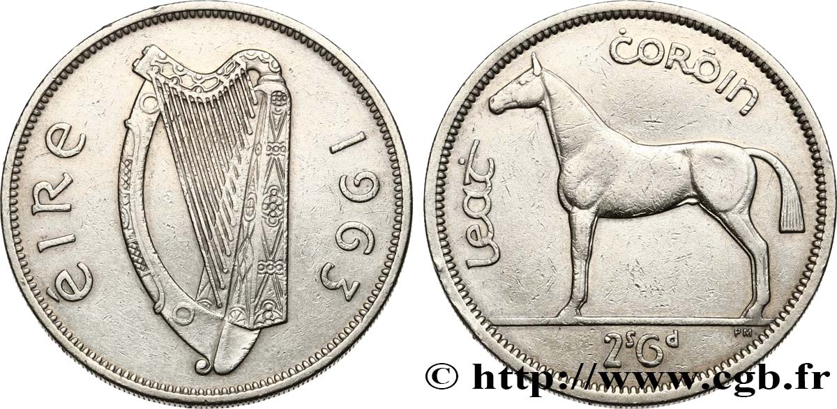 IRLANDE 1/2 Coróin / 2 Scilling 6 Pingin 1963 SUP