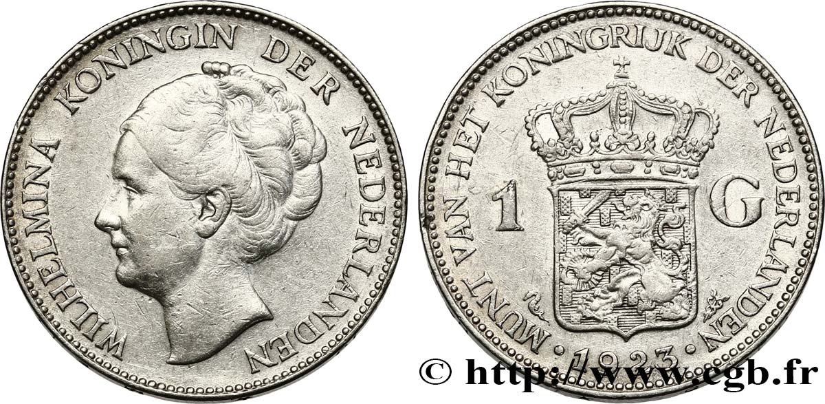 PAYS-BAS 1 Gulden Wilhelmina 1923 Utrecht TTB