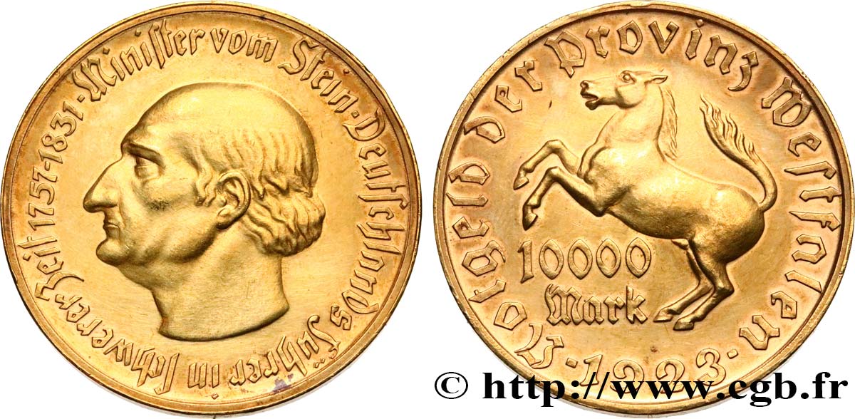 GERMANY 10000 Mark  Westphalie von Stein 1923  AU 
