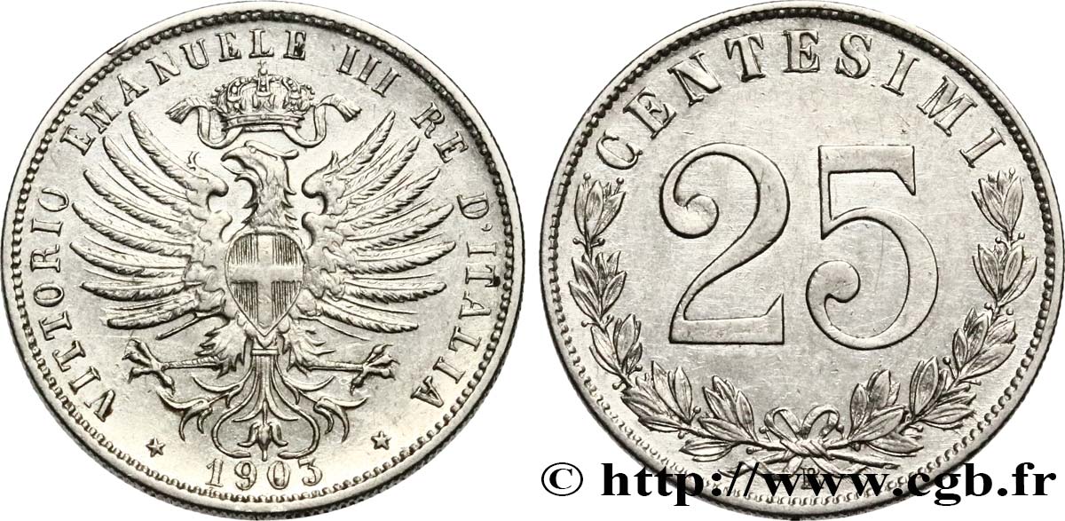 ITALIE 25 Centesimi 1903 Rome TTB+