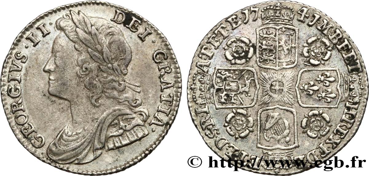 GRAN BRETAÑA - JORGE II 6 Pence 1741  MBC 