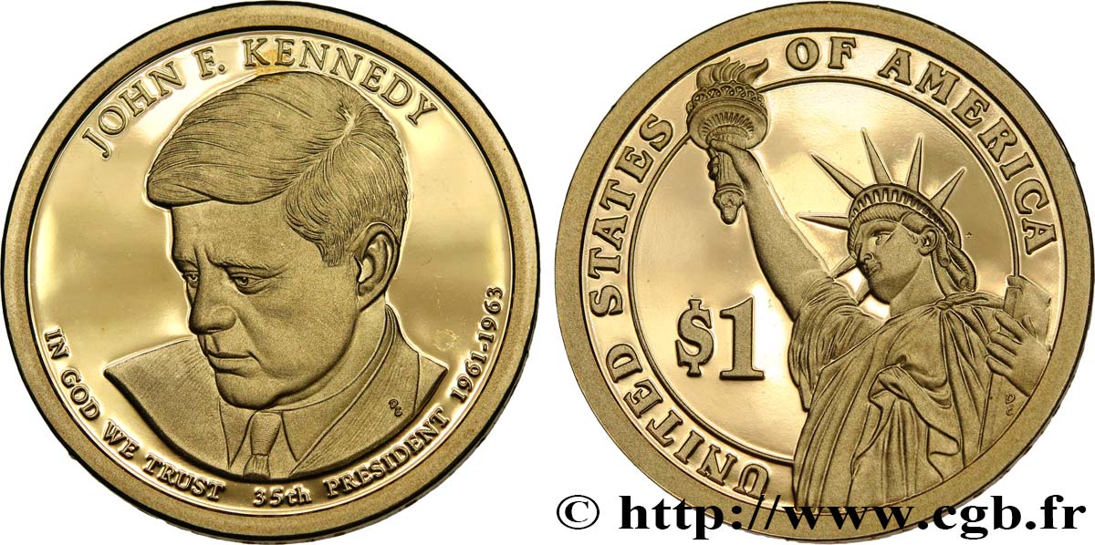 UNITED STATES OF AMERICA 1 Dollar John F. Kennedy - Proof 2015 San Francisco MS