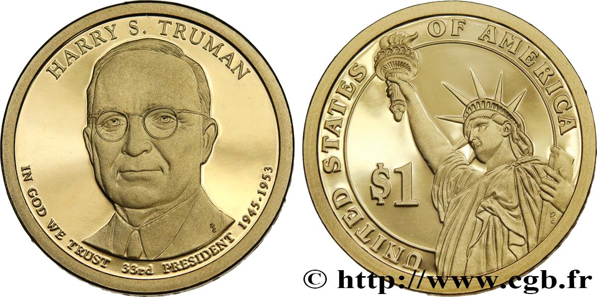 UNITED STATES OF AMERICA 1 Dollar Harry S. Truman - Proof 2015 San Francisco MS