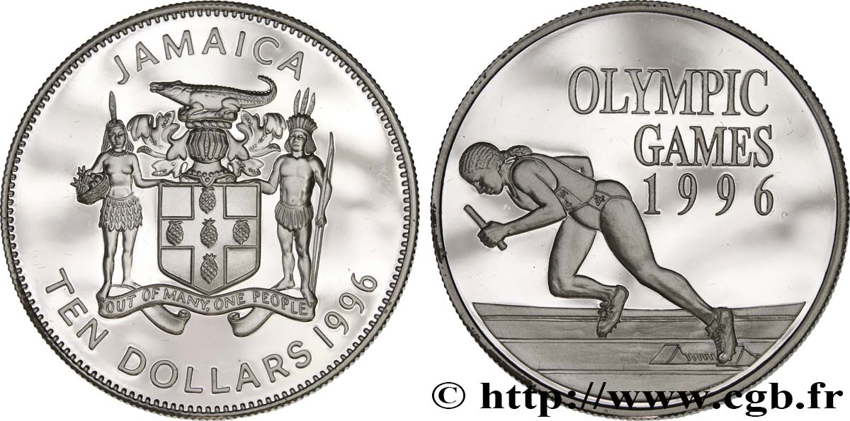 JAMAICA 10 Dollars Proof JO 1996 1996  MS 