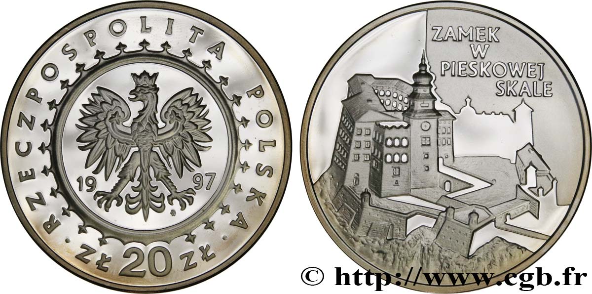 POLAND 20 Zlotych Proof Pieskowa Skała 1997 Varsovie MS 