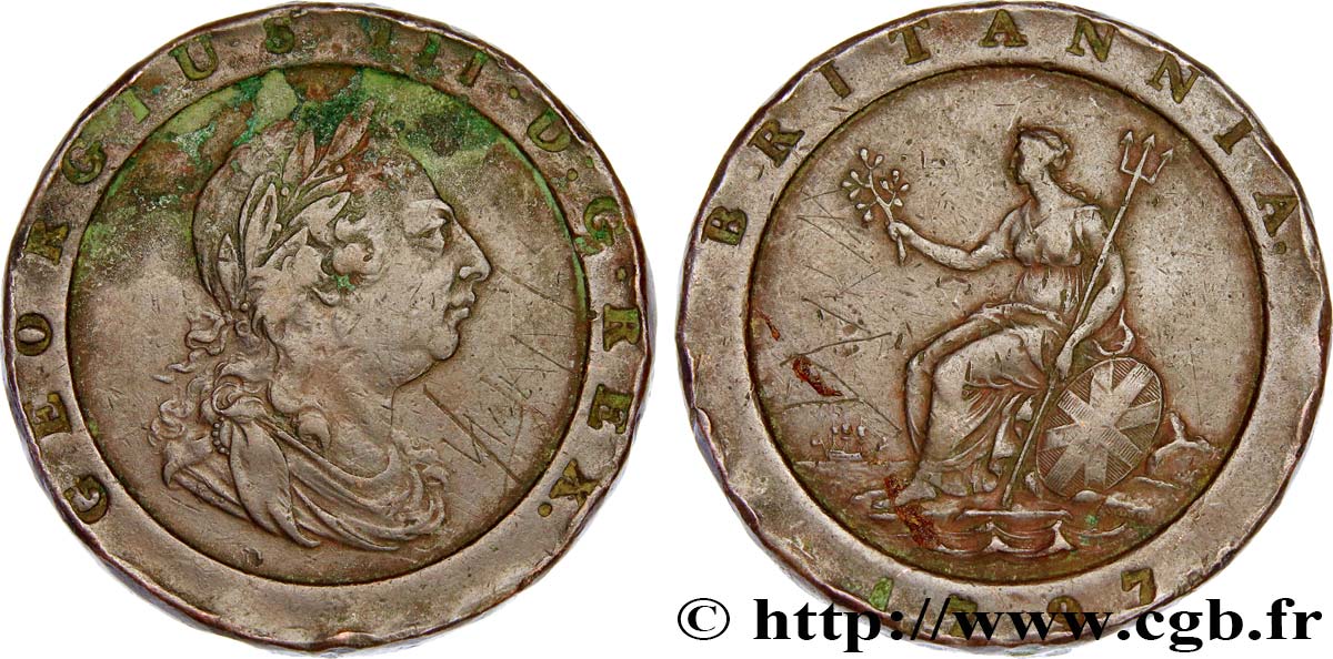 UNITED KINGDOM 2 Pence Georges III 1797 Soho VF